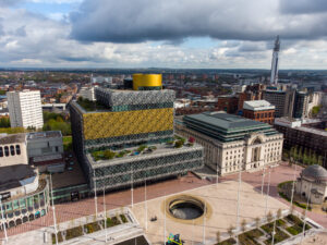 Broad Street Birmingham by drone by www.FullCapture.co.uk 1