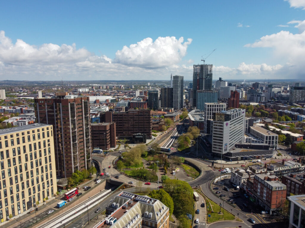 Broad Street Birmingham by drone by www.FullCapture.co.uk -4